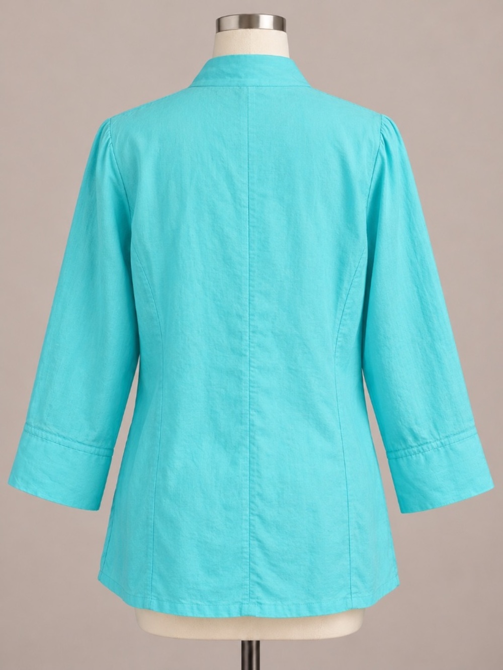 Chico’s Turquoise Open-Front Embroidered 100% Linen Jacket - Picture 2 of 4